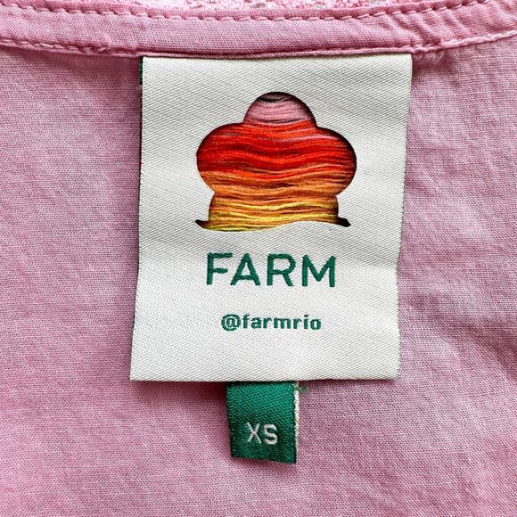 Farm Rio Blush Pink Puff Sleeve V-Neck Cropped Bohemian Blouse Size XS - Picture 8 of 16